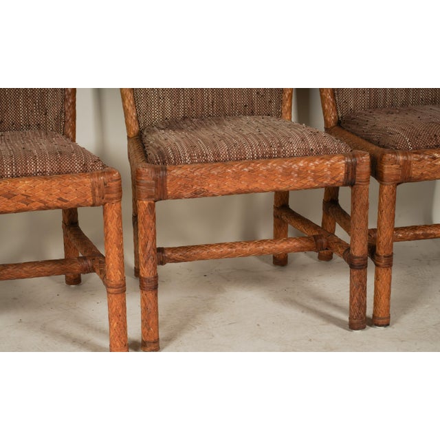 A Vintage Set of Four Woven Rawhide-Clad Side Chairs For Sale In Los Angeles - Image 6 of 7
