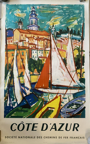 Côte d'Azur Poster by Marcel Limouse, 1960