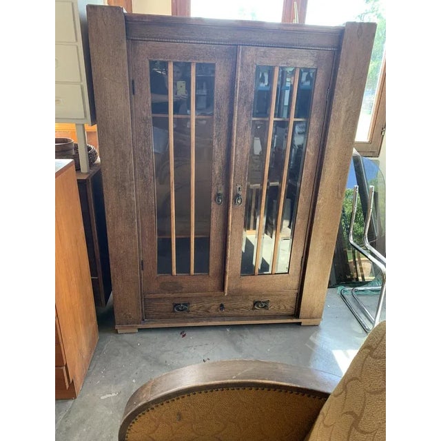 Antique Hungarian Oak Glass and Wood Cabinet For Sale - Image 6 of 8