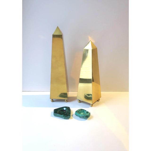 Metal Brass Obelisks, Set/Pair For Sale - Image 7 of 9