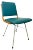 Metal, Wood & Turquoise Eco-Leather Dining Chair, 1960s For Sale