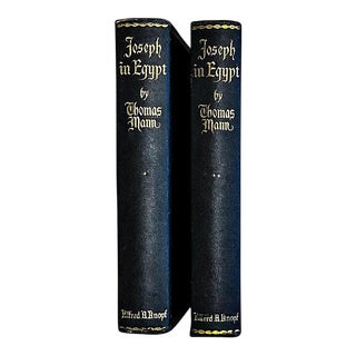 Thomas Mann’s Joseph in Egypt Volumes 1 & 2, Alfred A. Knopf 1938 First Edition with Black With Gold Embossed Detailing For Sale