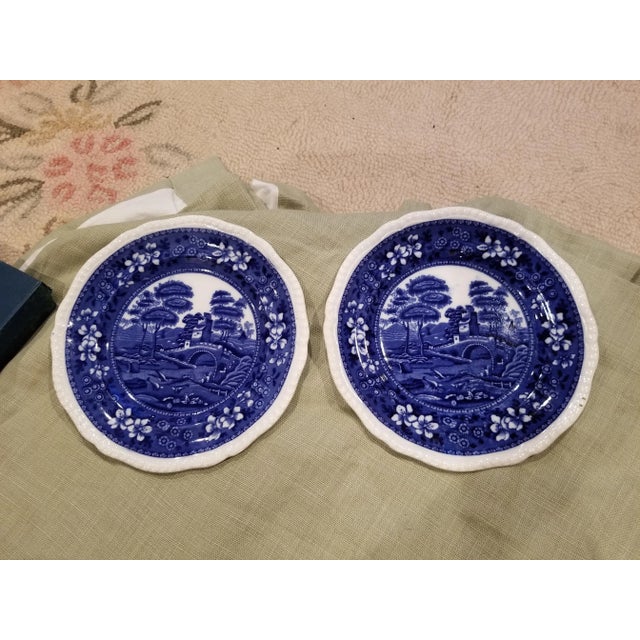 Ceramic Pair of Antique Spode Tower Blue and White Plates For Sale - Image 7 of 7