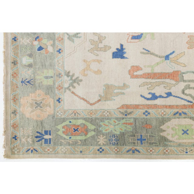 Contemporary Modern Oushak Style Hand-Knotted Wool Area Rug in Soft Neutrals For Sale In New York - Image 6 of 12