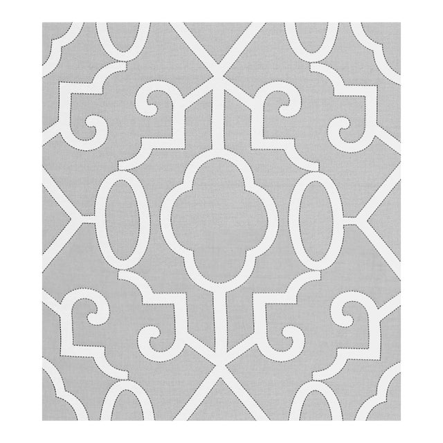 The House of Scalamandré Ming Fretwork Wp Wallcovering, Silver For Sale