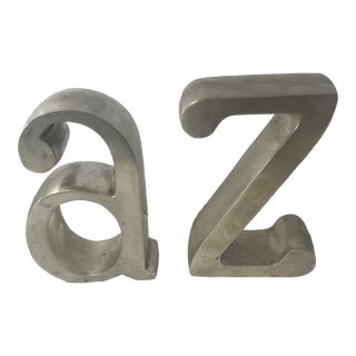 1980s Silver Plated Silver Plated a and Z Bookends - a Pair For Sale