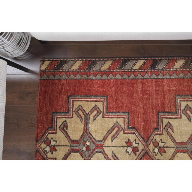 Textile 1970s Turkish Oushak Handmade Wool Cotton Red Area Rug For Sale - Image 7 of 11