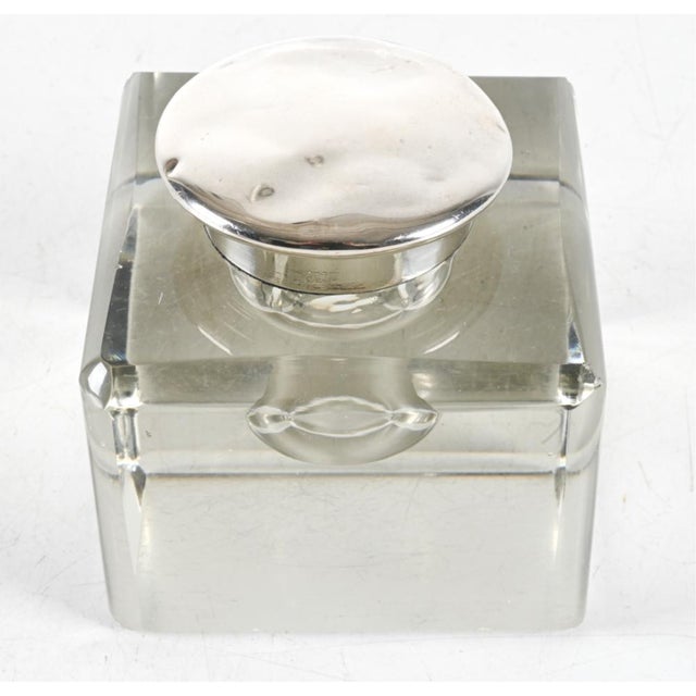 Art Deco Antique Scottish Crystal and Sterling Silver Inkwell For Sale - Image 3 of 9