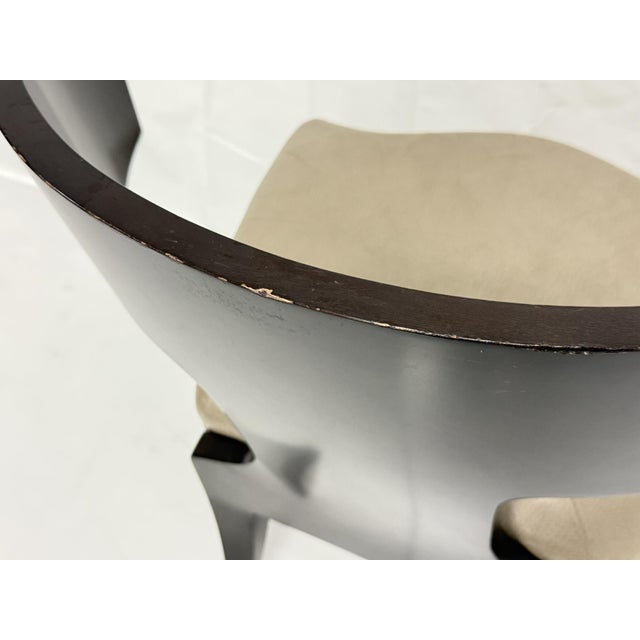 1980s Donghia Klismos Slipper Chair in Mahogany-Finished Maple and Leather For Sale - Image 13 of 18