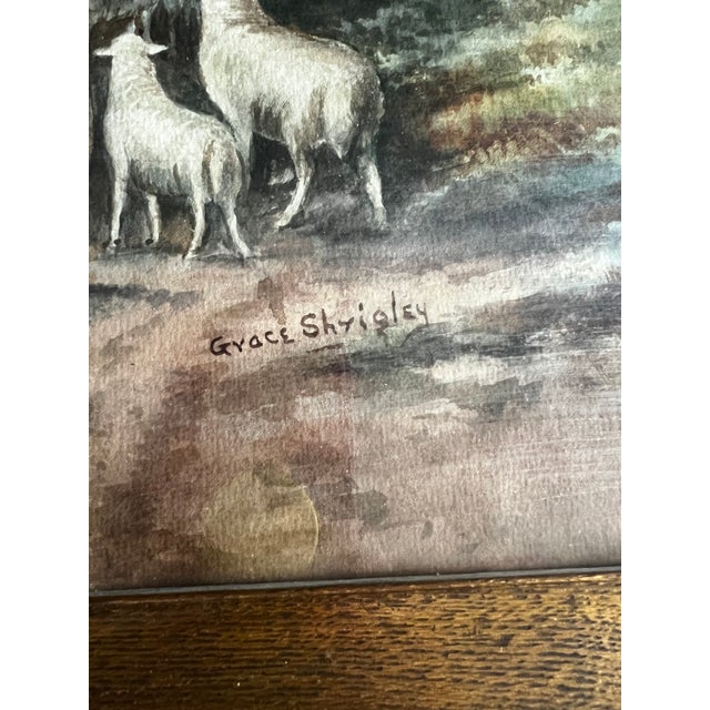 Mid 20th Century A Shepherd’s Path — Vintage Framed Pastoral Landscape With Sheep Oil Painting For Sale - Image 5 of 7