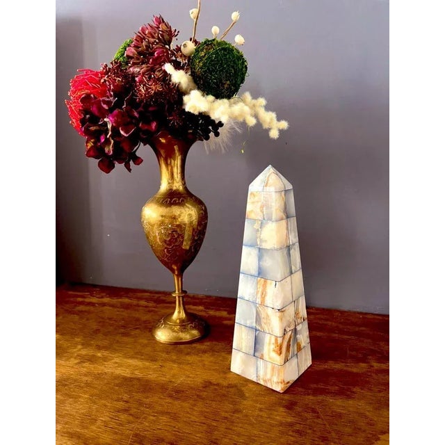 Large Vintage Mixed Color Onyx Geometric Obelisk. Very decorative piece! Great as a gift fir a collector. Made in...