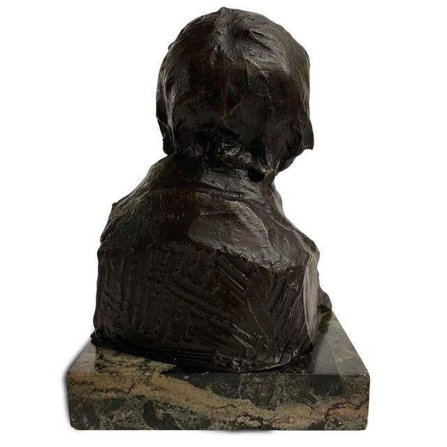 Hans Muller, Bust of a Man with a Pipe, 1890s, Bronze and Marble For Sale - Image 4 of 8