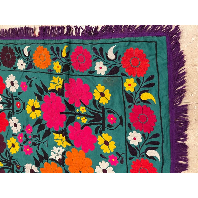 Late 20th Century Suzani Style Textile, Colorful and Floral Print For Sale - Image 15 of 18