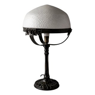 Model 3652 Table Lamp in Brass and Crocodile Glass by Alice Nordin for Arvid Böhlmarks, 1890s For Sale