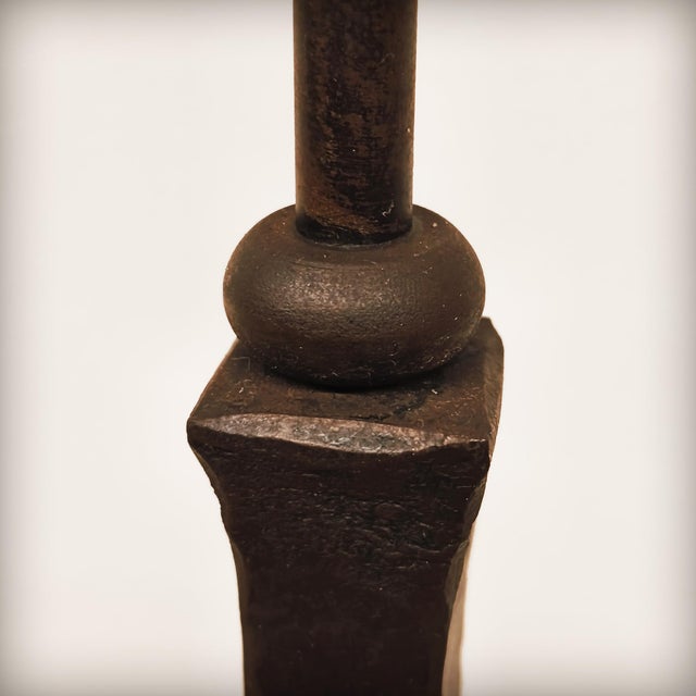 Brutalist Lamp Base in Wrought and Hammered Iron, France, 1920s For Sale - Image 6 of 16