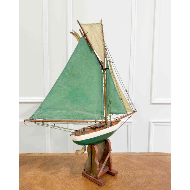 Wood English 20th Century Carved Wood Gaff Cutter Pond Yacht For Sale - Image 7 of 12