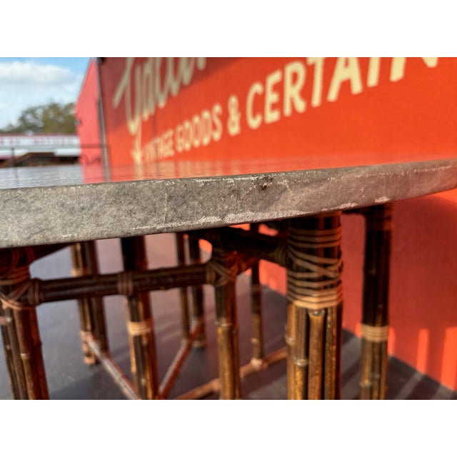 McGuire Bamboo Bundle Dining Table W/ Marble Top For Sale - Image 11 of 11