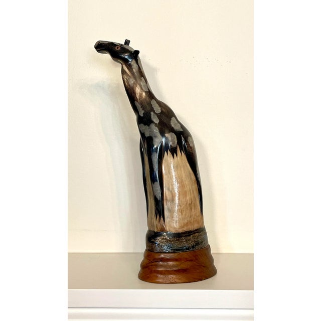 Tribal Wood Carved Giraffe Tabletop Figurine For Sale - Image 4 of 9
