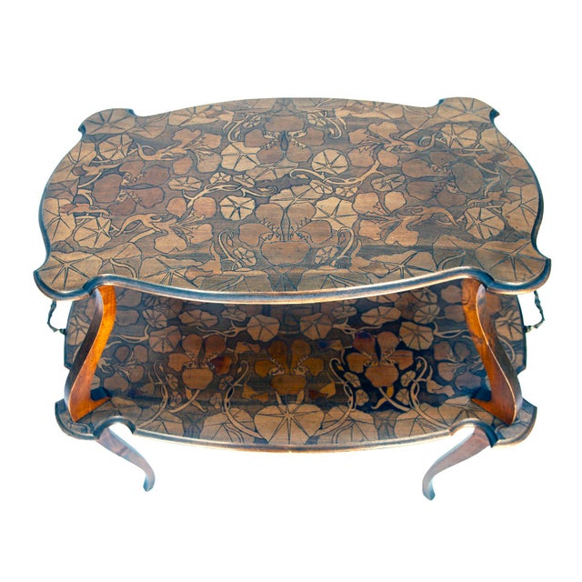 Brown Art Nouveau Engraved Tea Table For Sale - Image 8 of 14