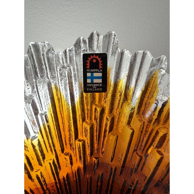 1970s Amber Revontuli Bowl in Ice Glass by Tauno Wirkkala for Humppila, Finland, 1970s For Sale - Image 5 of 18