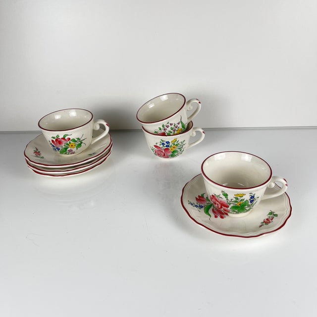 Coffee Cups with Saucers from KG Lunéville, 1950s, Set of 4 For Sale - Image 3 of 12