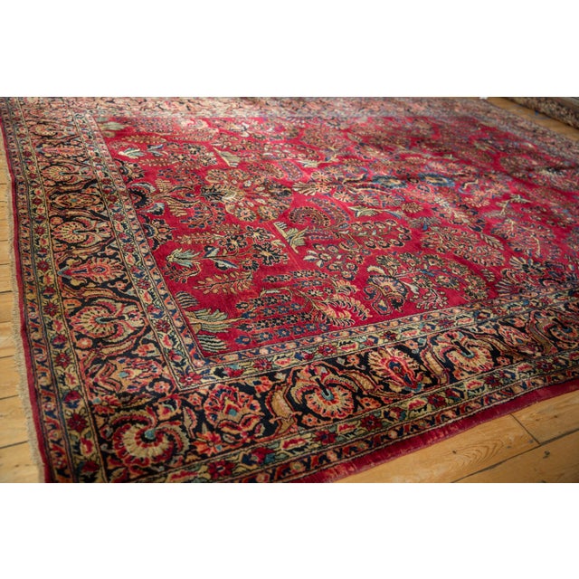 Red 1940s Vintage Persian American Sarouk Floral Wool Carpet For Sale - Image 8 of 12