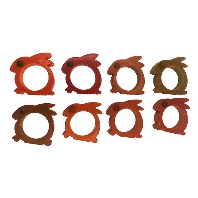 Art Deco 1960s Art Deco 1930's Butterscotch Bakelite Rabbit Napkin Holders Set of 8 For Sale - Image 3 of 6