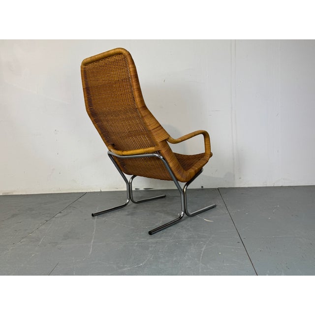 Wood Mid-Century Modernist Rattan and Steel Lounge Chair by Dirk van Sliedregt for Gebroeders Jonkers Noordwolde, 1950s For Sale - Image 7 of 10