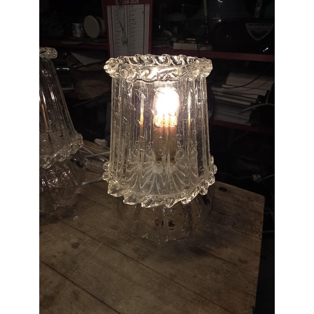 1930s Murano Glass Table Lamps with Bubbles from Barovier, 1930, Set of 2 For Sale - Image 5 of 12