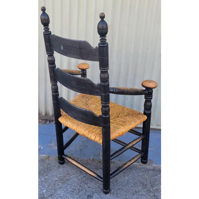 1960s Ladder Back Arm Chair & Foot Stool Set For Sale - Image 9 of 12