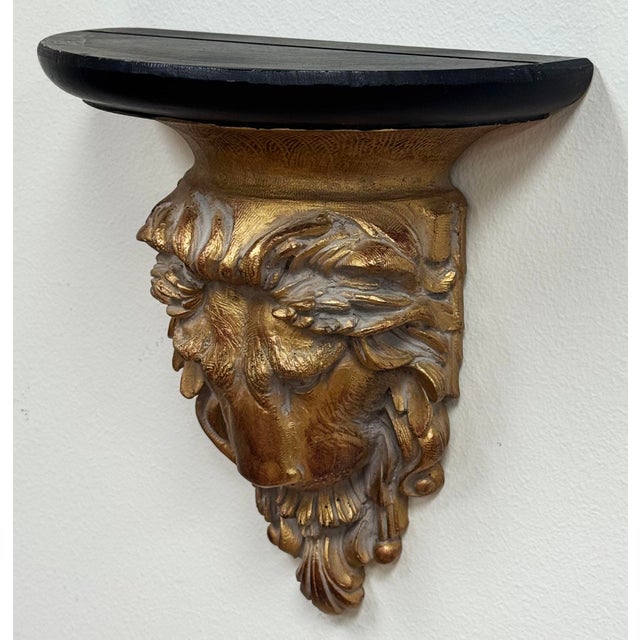 Vintage Gilded Lion Bust Wall Shelf For Sale - Image 4 of 7