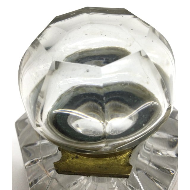Crystal Brass Lidded Ink Well For Sale - Image 9 of 10