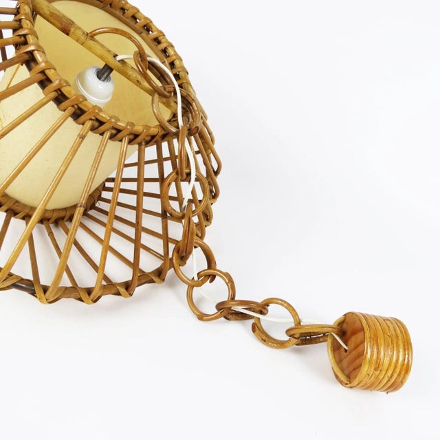 Wood Vintage Bamboo Pendant, 1970s For Sale - Image 7 of 8