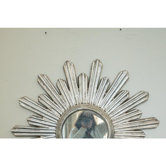 Mid 20th Century Pair Silver Leaf Sunburst Mirrors For Sale - Image 5 of 6