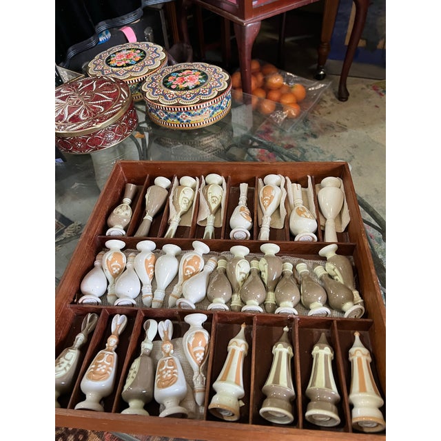 Up for consideration is a beautiful vintage ceramic hand painted chess set. This would look lovely in your home and it is...