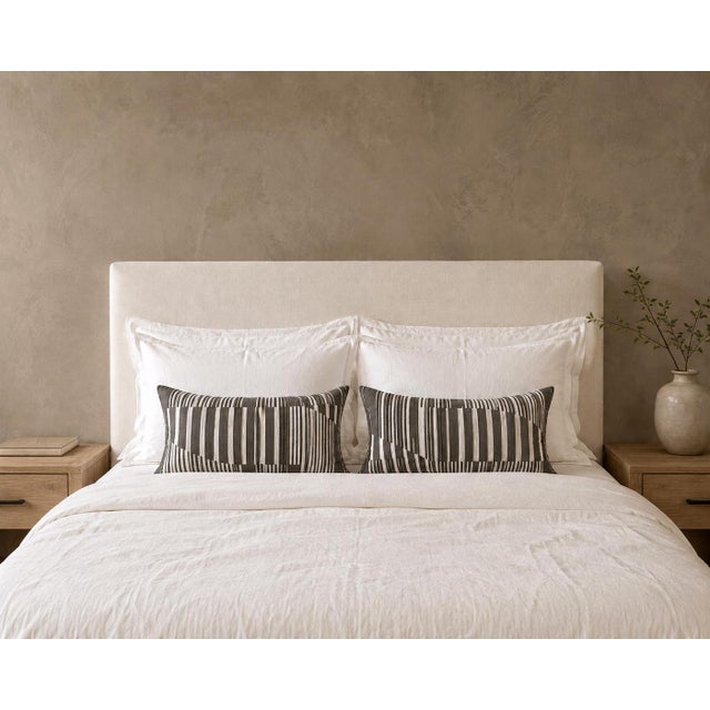 Vintage Grey Stripe Zag Down Lumbar Pillow For Sale - Image 4 of 4