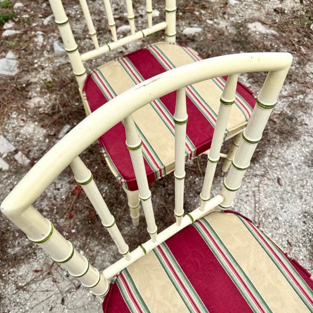 Vintage Coastal Faux Bamboo Dining Chairs - Set of 4 For Sale - Image 9 of 12