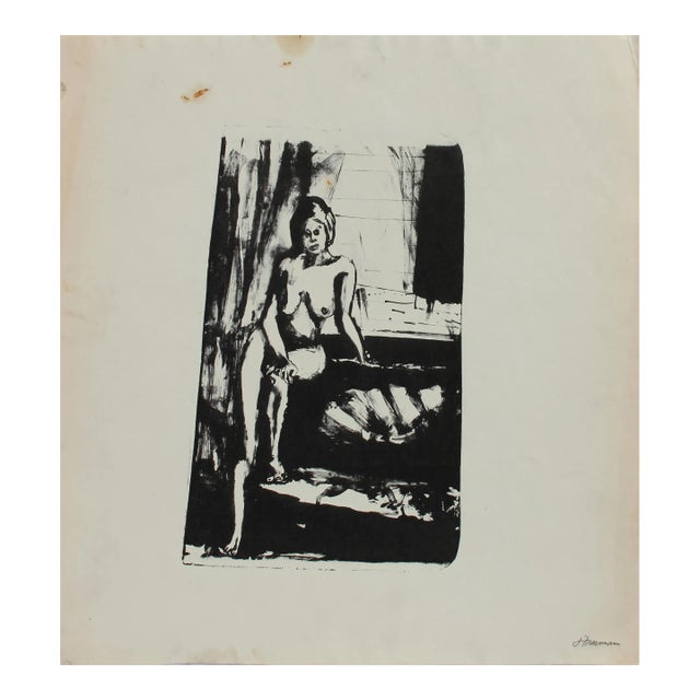 Nude Model Posing 1970s Lithograph For Sale