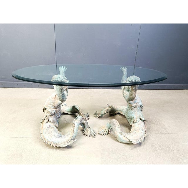 Vintage Bronze Putti Mermen Coffee Table, 1960s For Sale - Image 11 of 13