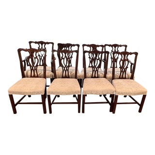 Set of 8 Hickory White Chippendale Style Chairs For Sale