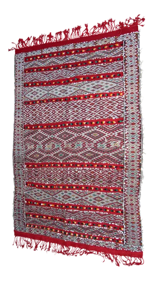 1960s Moroccan Vintage Berber Textile With Sequins North Africa, Handira