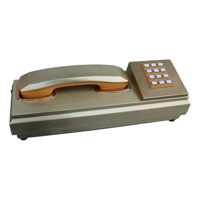 Vintage Rectangular Brass Telephone, 1970s For Sale