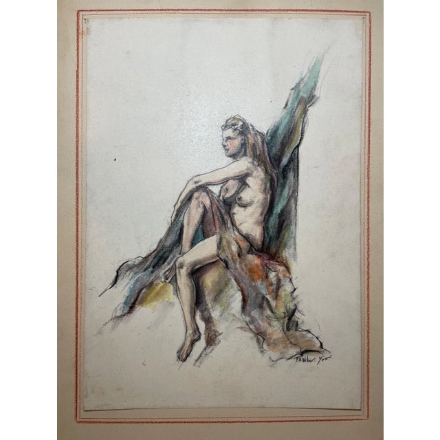 Up for sale is a very nice quality vintage original Frederick William Weber mixed media nude painting. It's done in a...