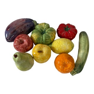 Vintage Made in Italy Porcelain Fruits and Vegetables - Set of 9 For Sale