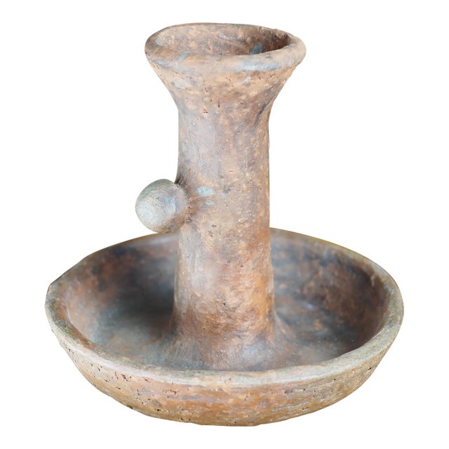 1960s Brutalism Terracotta Candlestick, James Bréda For Sale