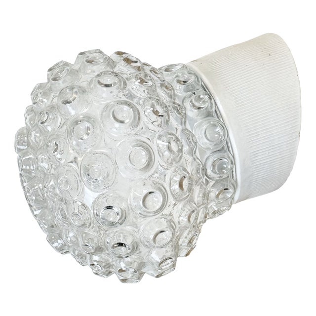 Vintage White Porcelain Wall Light, 1970s For Sale