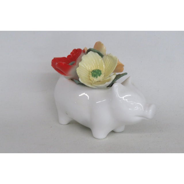 Crown Staffordshire Crown Staffordshire England Fine Bone China Floral Pig Decorative Figurine 5158b For Sale - Image 4 of 18