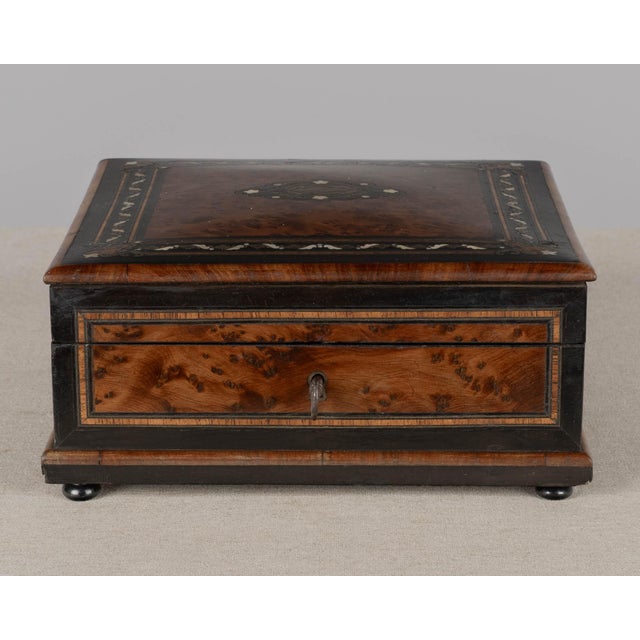 19th Century Napoleon III Marquetry Box, Mother of Pearl Inlay For Sale - Image 4 of 10