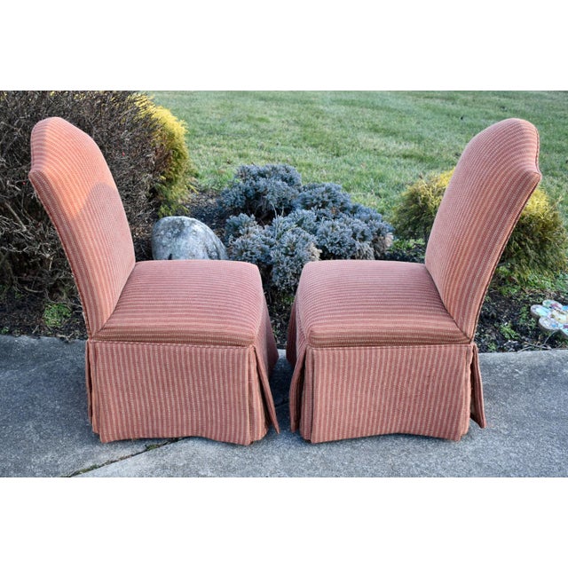 Vintage Pair of Parson Chairs With Pleated Skirted Bottom For Sale - Image 4 of 10