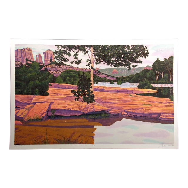 Gordon Mortensen "Red Rocks" Hand Signed Woodcut Reduction Art, 1987 Make Offer! For Sale